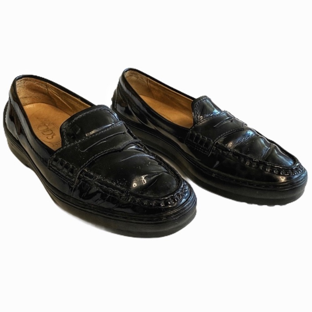 Tod’s Gommino Black Patent Leather Driving Loafers